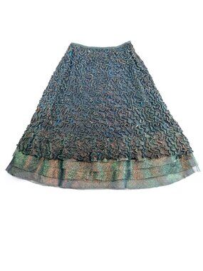 Marianne Kooimans Textured Couch Stitch Wool Skirt Silk Layered Overlay SZ 2